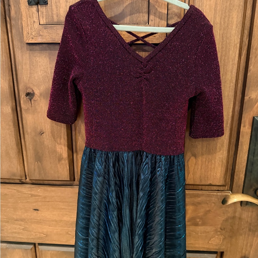 Dot Dot Smile Burgundy and Teal Formal Dress